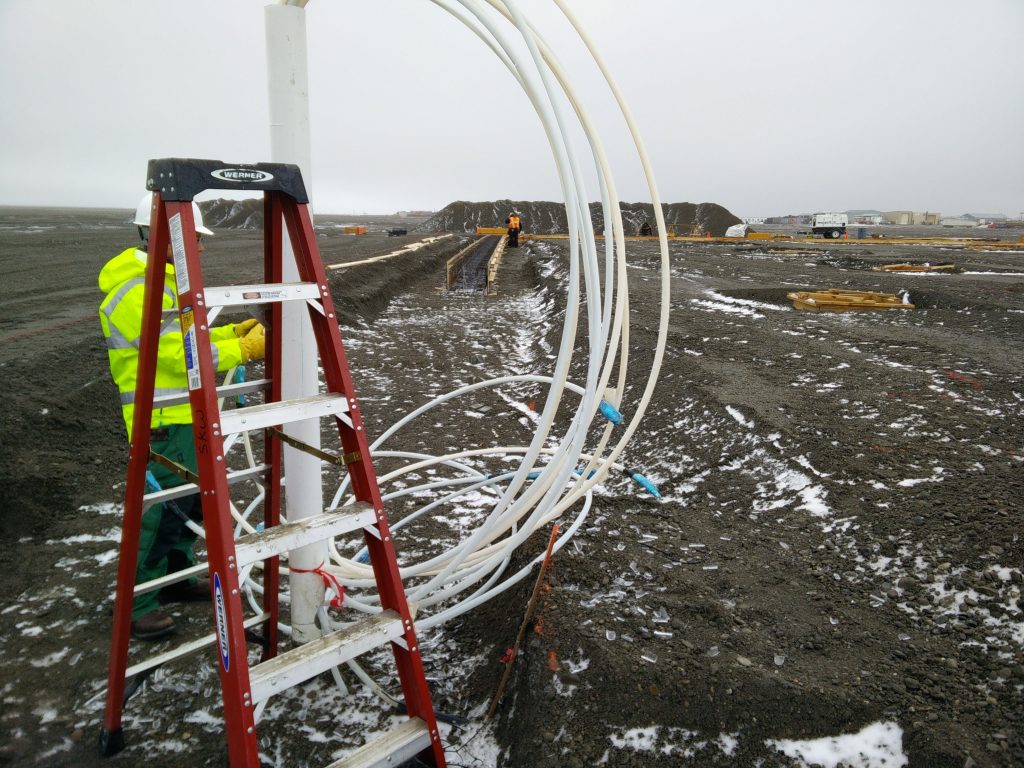 beadedstream digital temperature cables in a conduit ready for ground installation