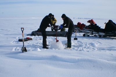 creating a borehole at Teshekpuk Lake for temperature data monitoring