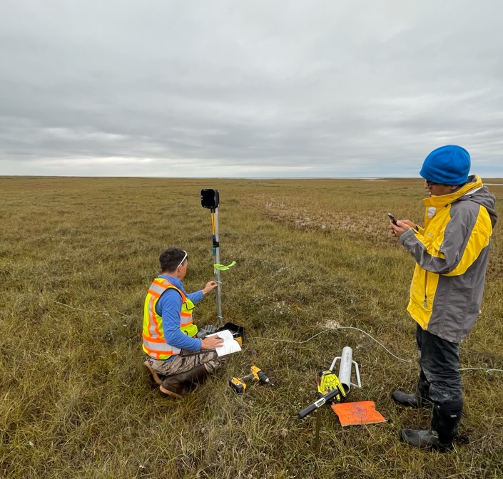 beadedstream team installing ice road stations in Alaska North Slope